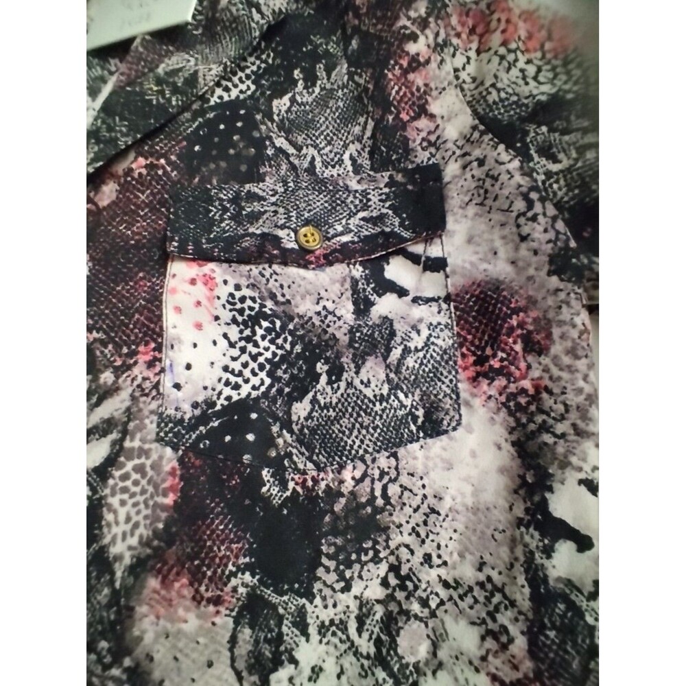 J GEE WOMEN'S Abstract Snake-Print Button-Front Dress Black Gray & Pink NEW M - Picture 5 of 6
